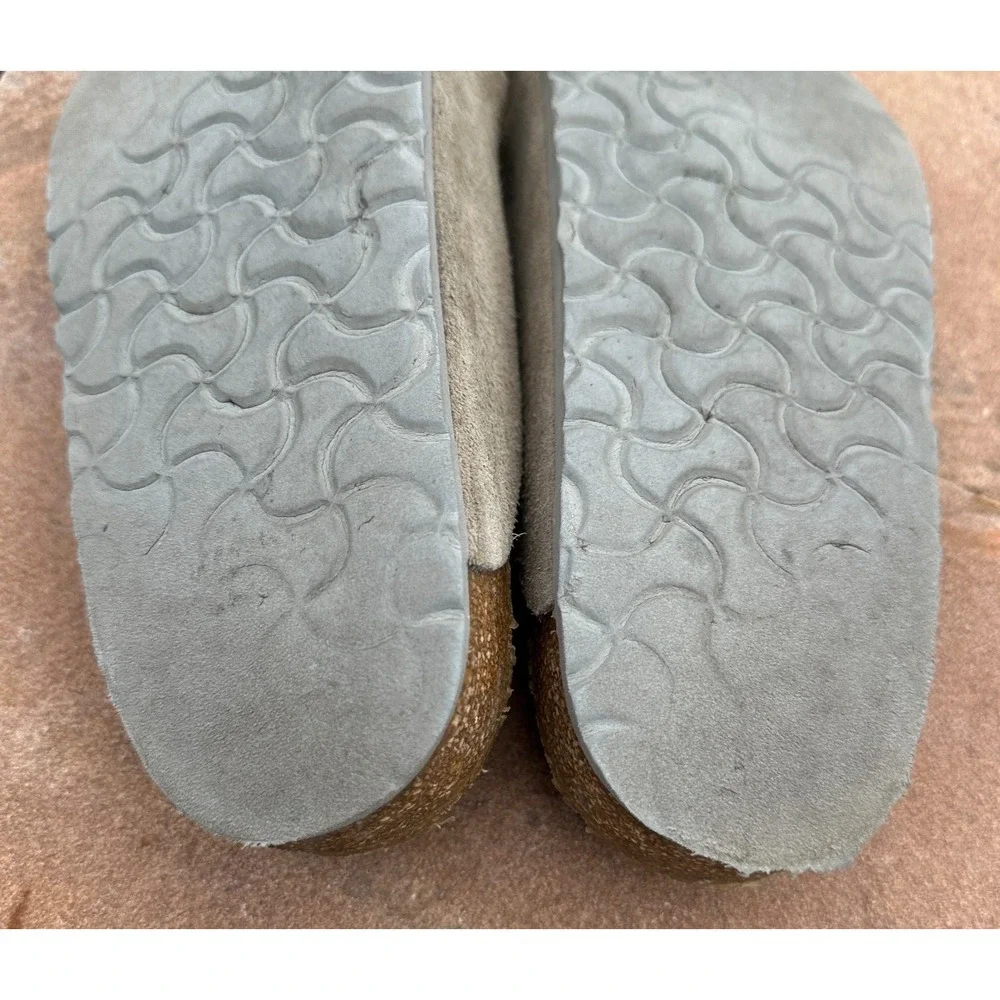 Birkenstock Arizona Sandals 41 Taupe Suede Men Slide Cork Footbed Comfort Buckle